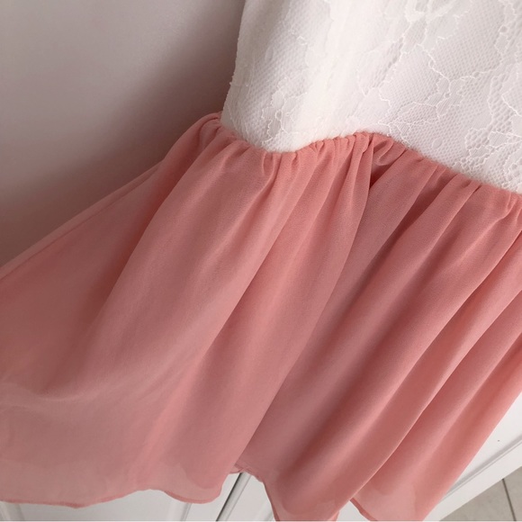 NEW Tobi Medium Rose Pink and White Lace Halter Strap Corset Dress Wedding Prom - Picture 3 of 14